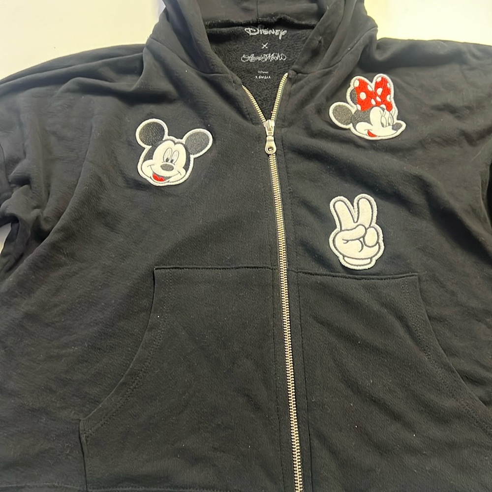 Lauren Moshi Cropped Hoodie Mickey Crew Patches